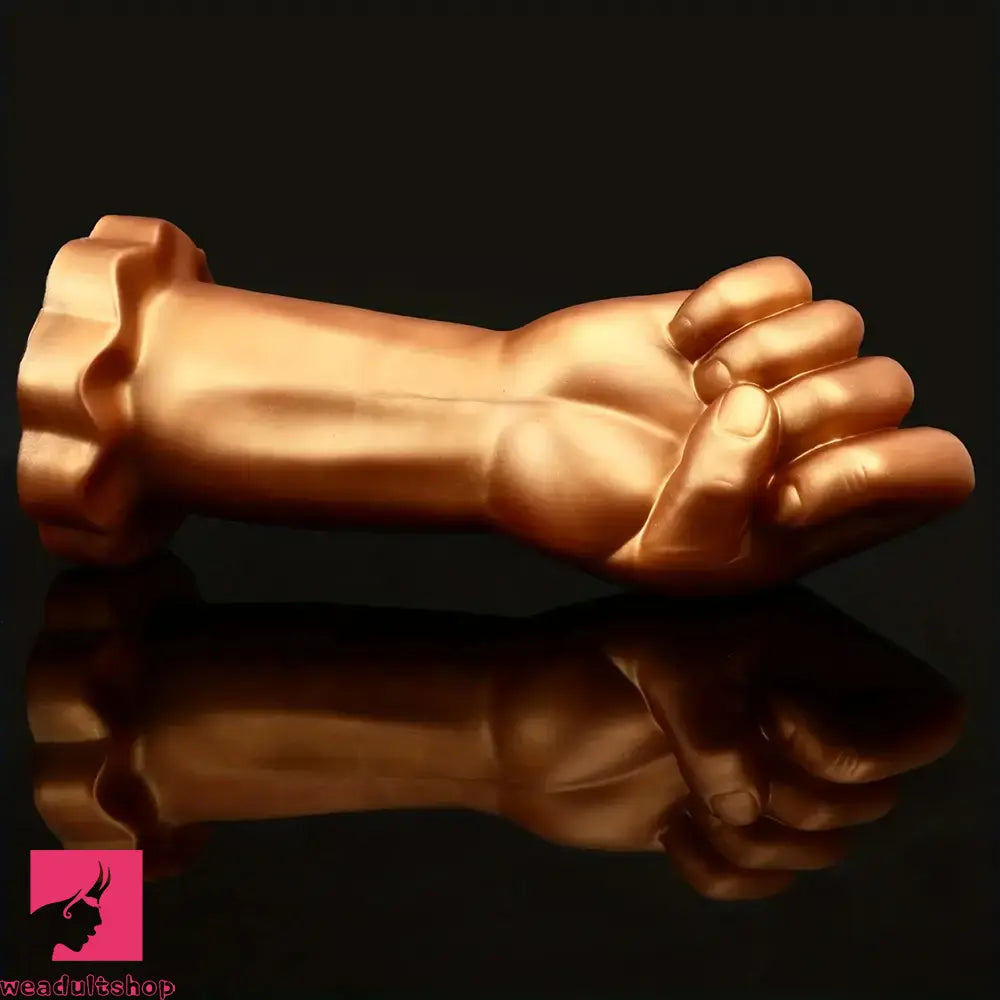 9.44in Golden Silicone Huge Thick Fist Hand Dildo For Gay Comfortable Player