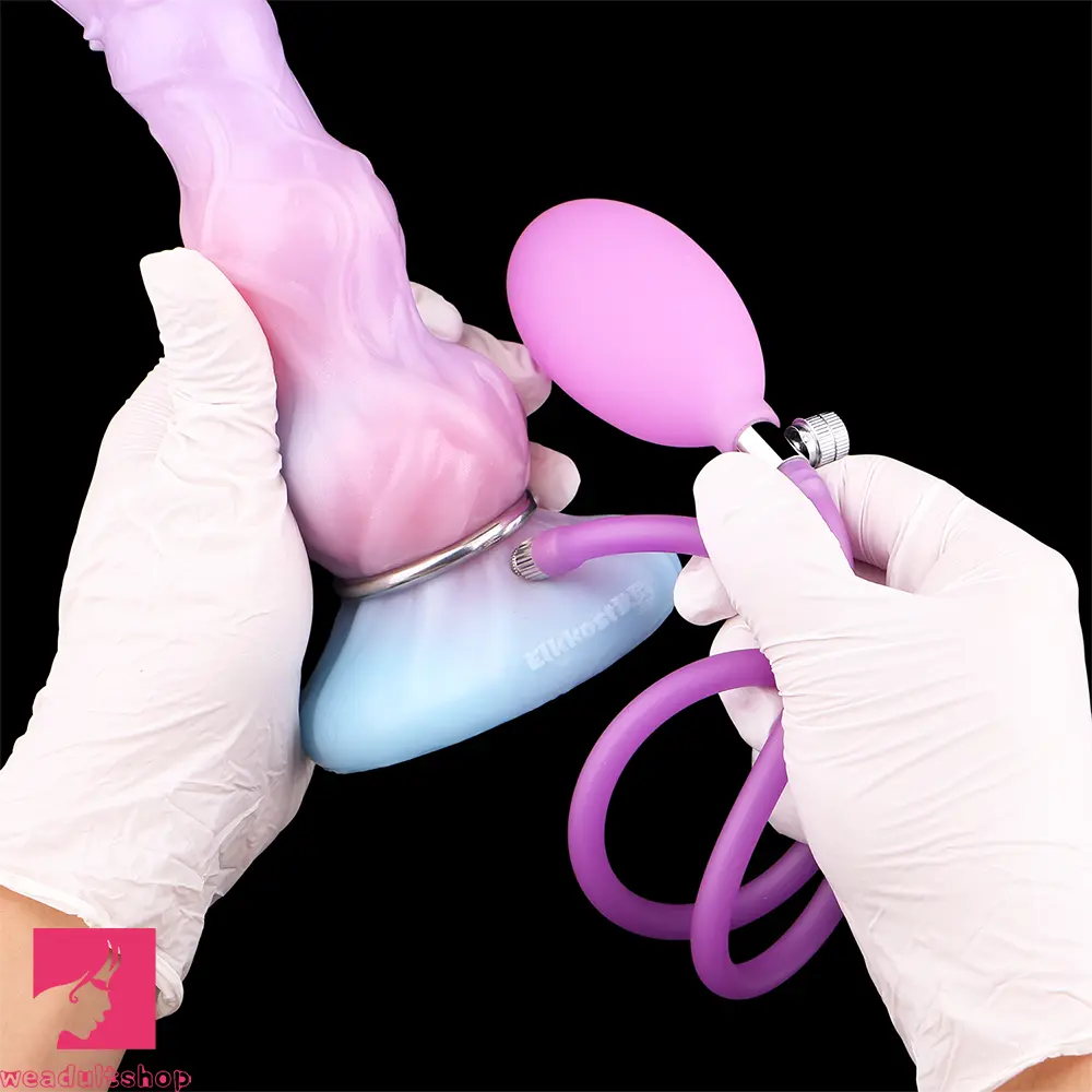 8.11in Inflatable Silicone Soft Dildo Squeeze Water Female Male Cock Toy