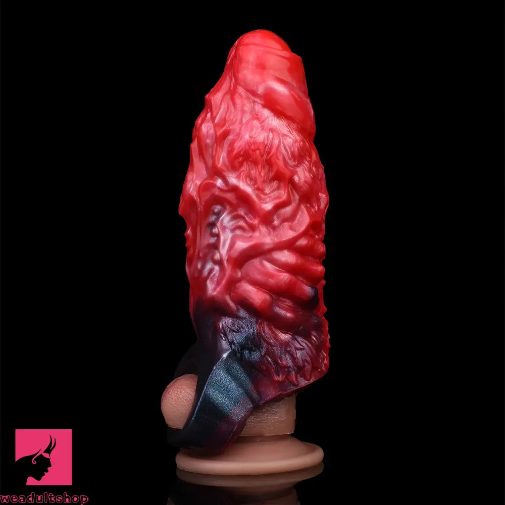 5.98in Uncut Soft Hollow Dildo Built-in keel Vibration Remote Penis Sleeve