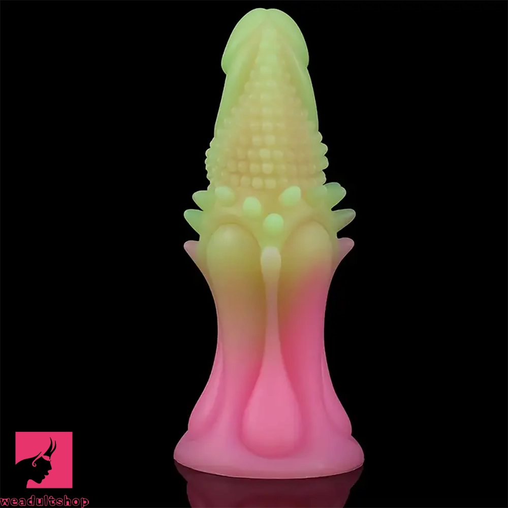 8.66in Silicone Spiked Fantasy Dildo Colorful Gradients Wearable Anal Plug