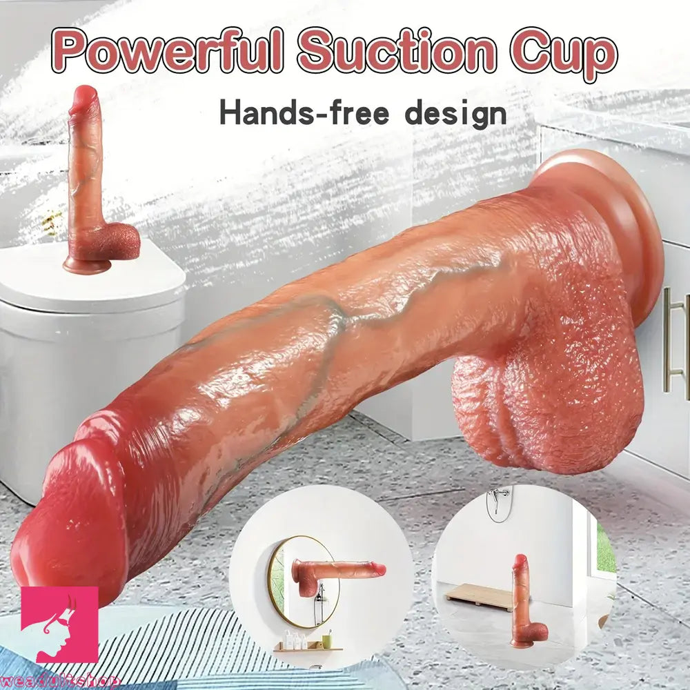 10.6in Realistic Movable Foreskin Sliding Silicone Penis Big Dildo For Clit