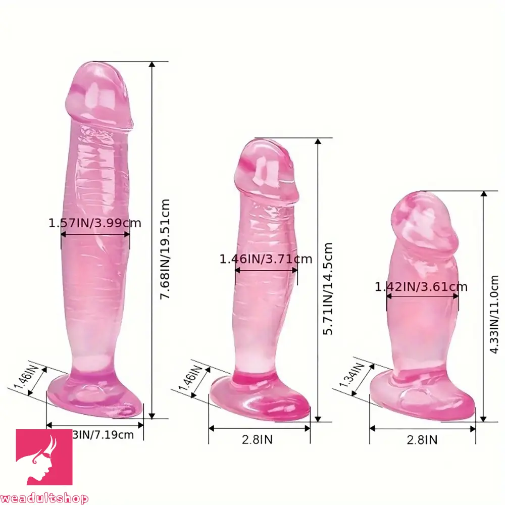 4.33in 5.71in 7.68in Crystal Clear Jelly Penis Transparent PVC Clit Mini Dildo