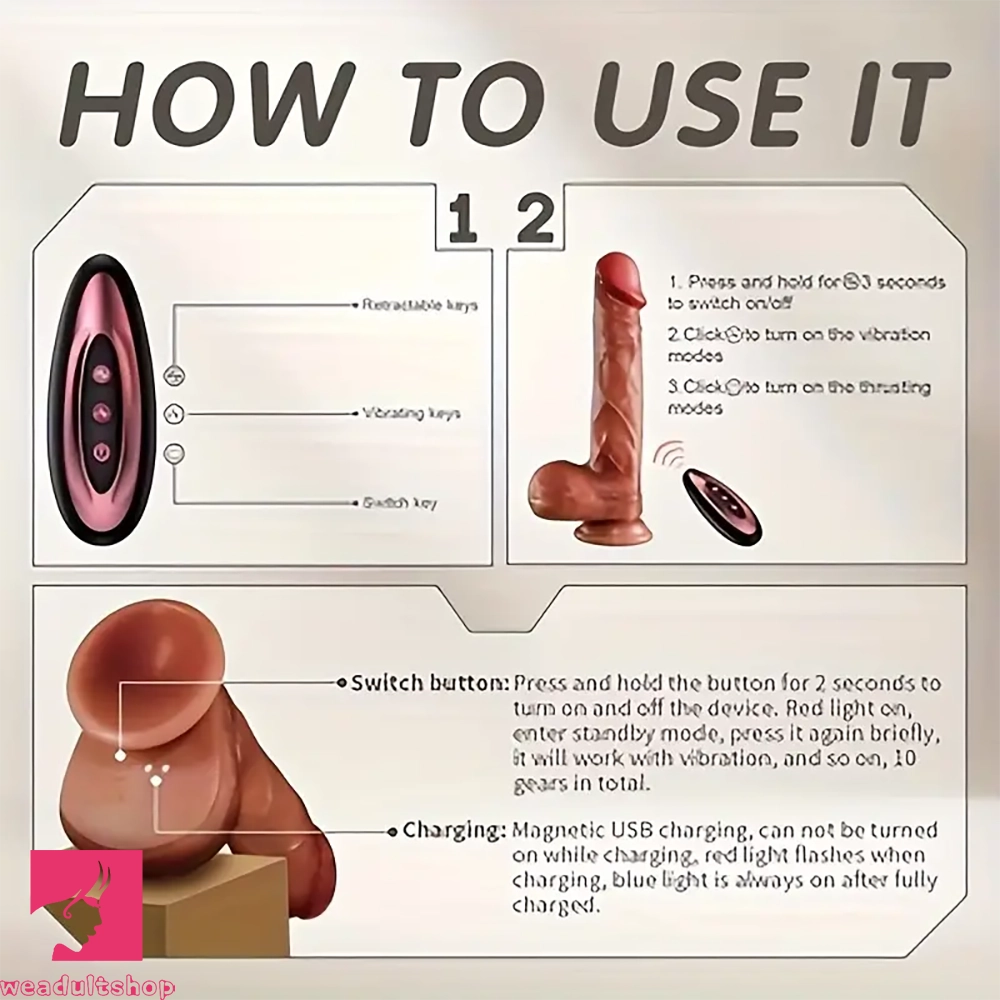 8.6in Remote Control Dildo With Electric Thrusting Heating Vibration Cock