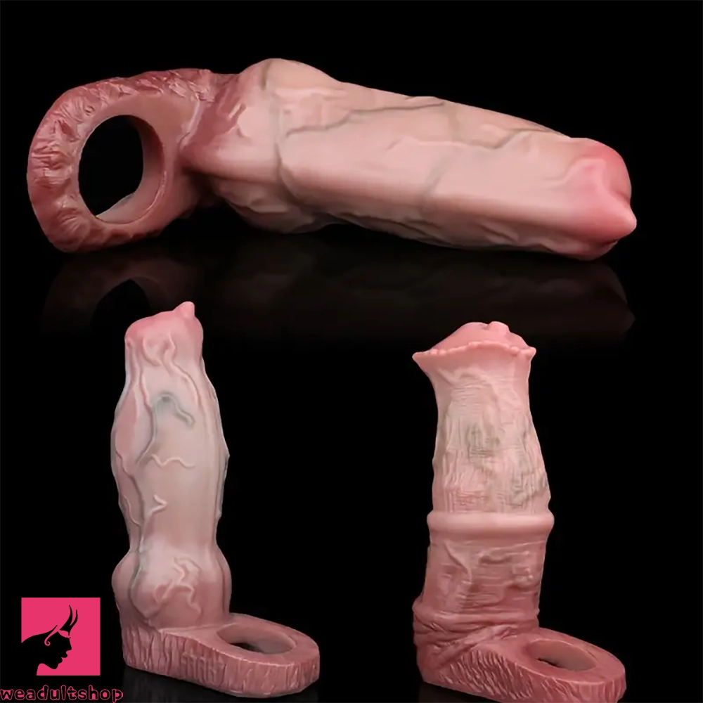 5.9in 6.1in Soft Durable Silicone Cock Thickening Lengthening Dildo Sleeve