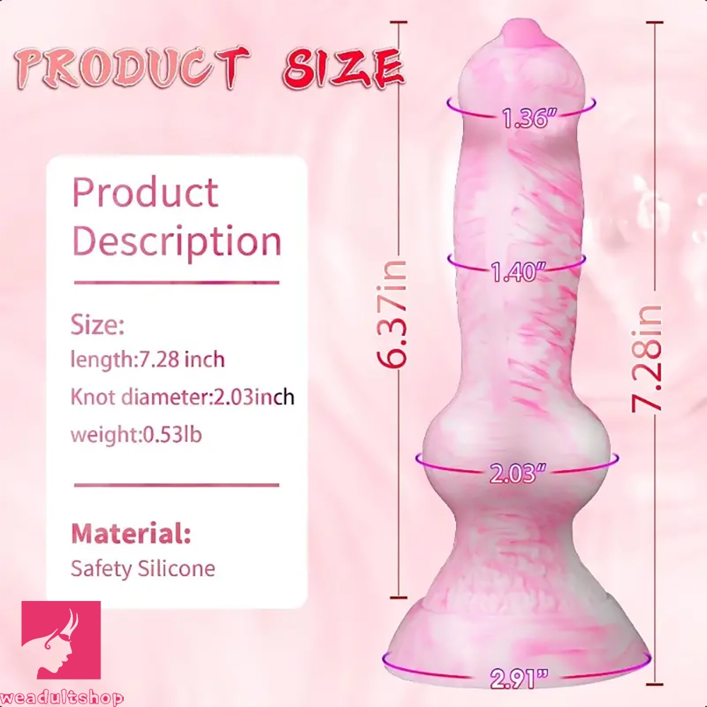 7.28in Dog Knot Women Men Realistic Silicone Animal Fantasy Odd Dildo