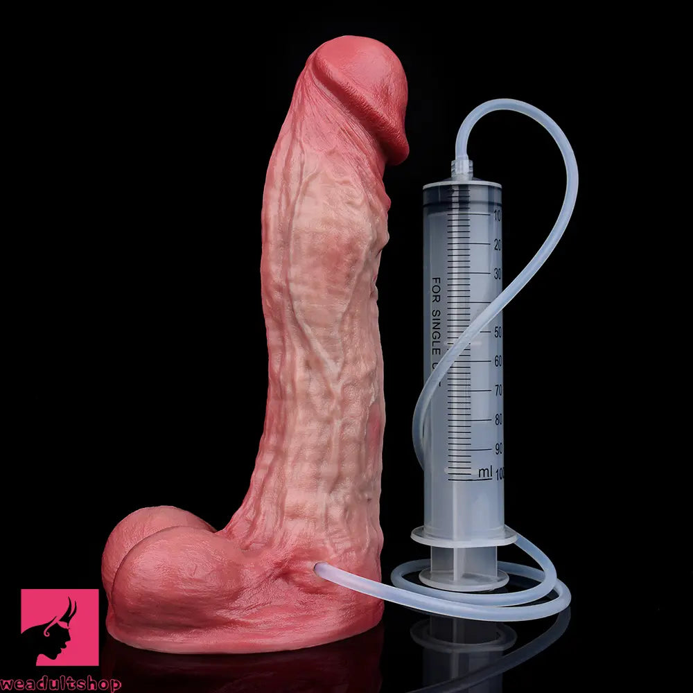 9.02in Realistic Soft Texture Dual Density Silicone Ejaculating Dildo