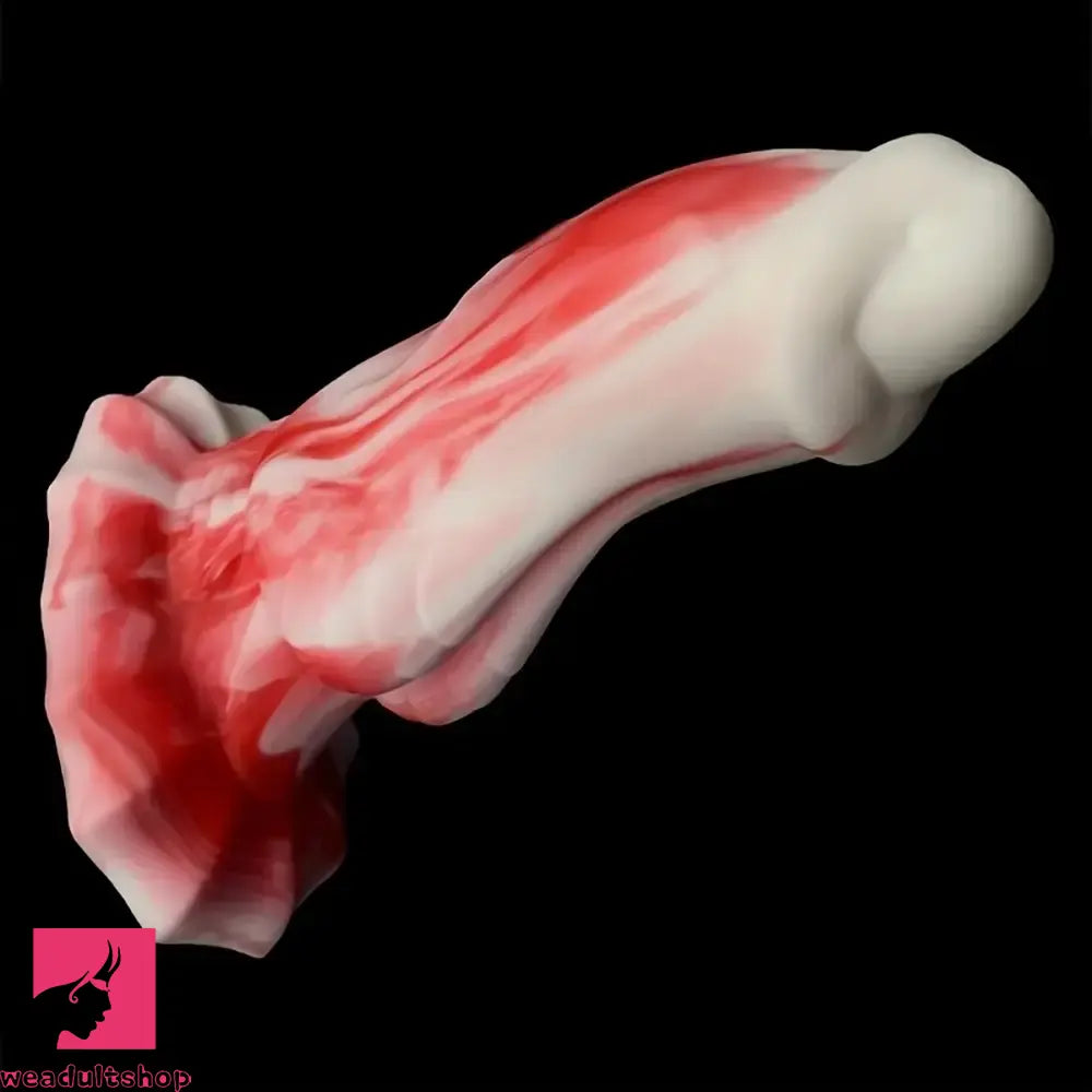 7.28in Red White Dolphin Liquid Silicone Waterproof Flexible Knot Odd Dildo