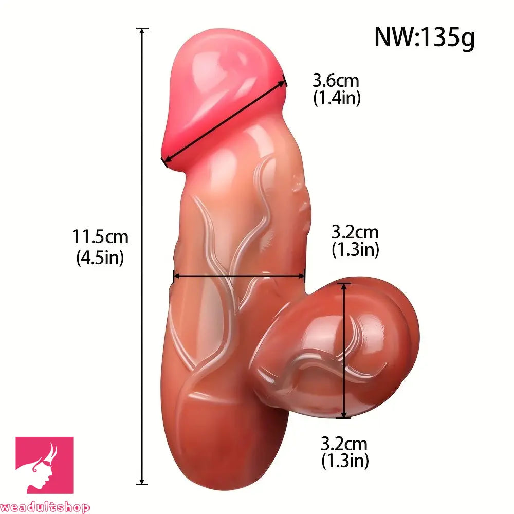 4.5in One Short Thick Realistic Lifelike Manual Masturbation Handle Dildo
