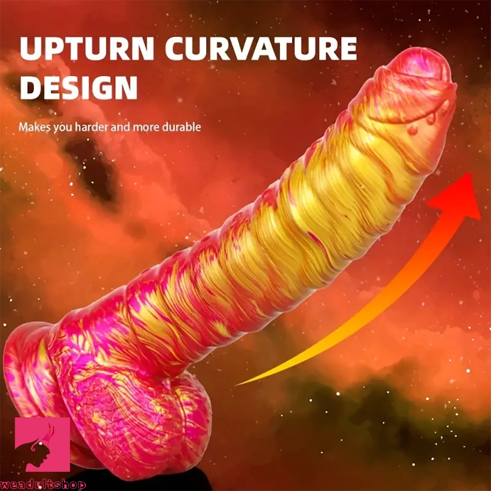 8.11in CATERPILLAR Gilded Mixed Color Creative Silicone Dildo SM Cock Toy