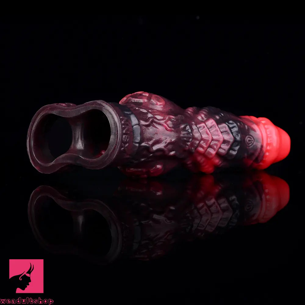 5.98in Silicone Dog Cock Hollow Sleeve Knot Dildo With Cock Ring For Clit