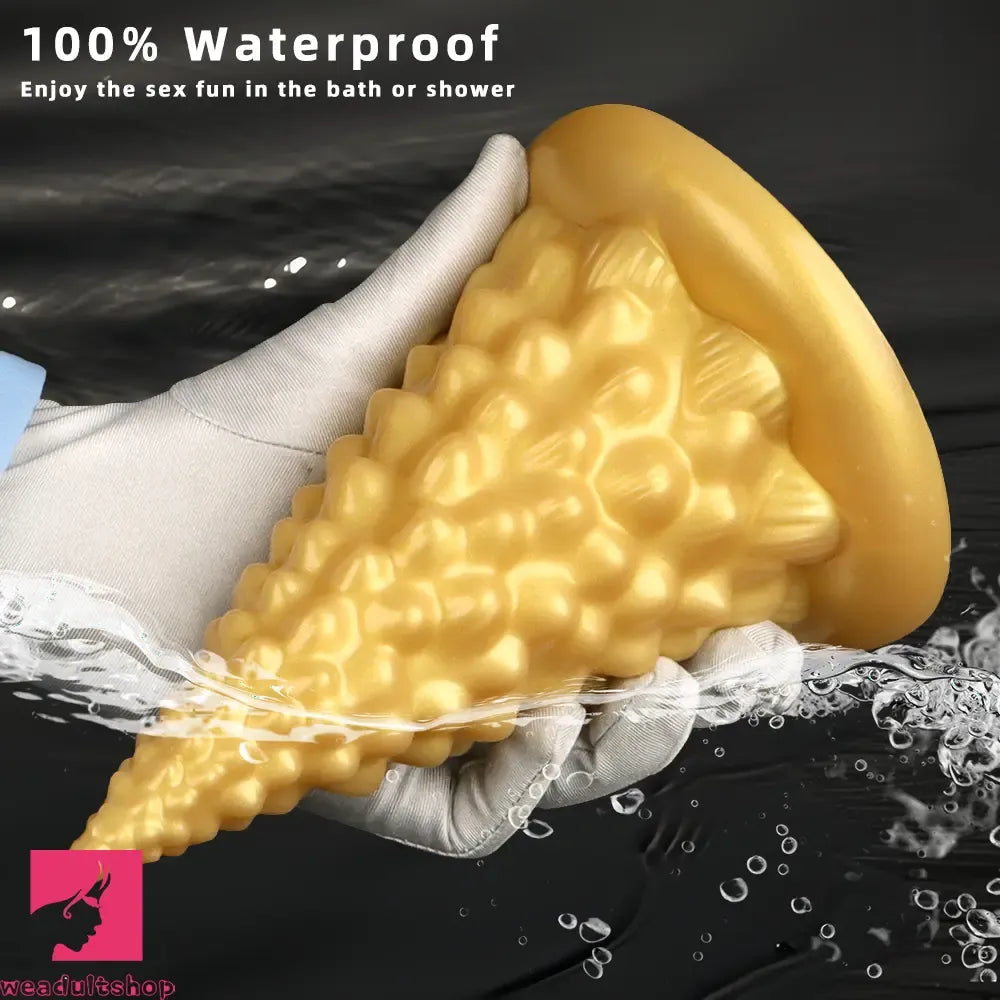 7.87in Golden Silicone Soft Anal Plug Clit Expansion Suction Cup Dildo