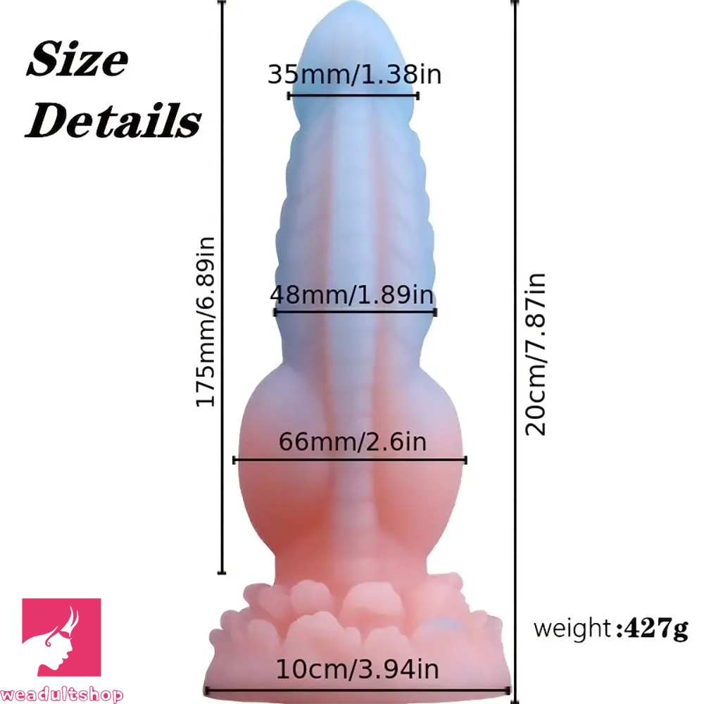 7.87in Fantasy Monster Dildo With Knot Luminous Silicone Thick Clit Dildo