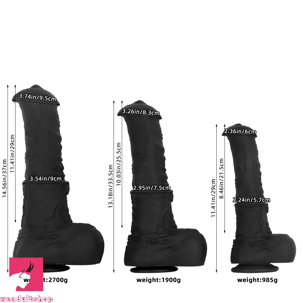 11.41in 13.18in 14.56in Big Long Black Silicone Thick Dildo Indoor Cock Toy