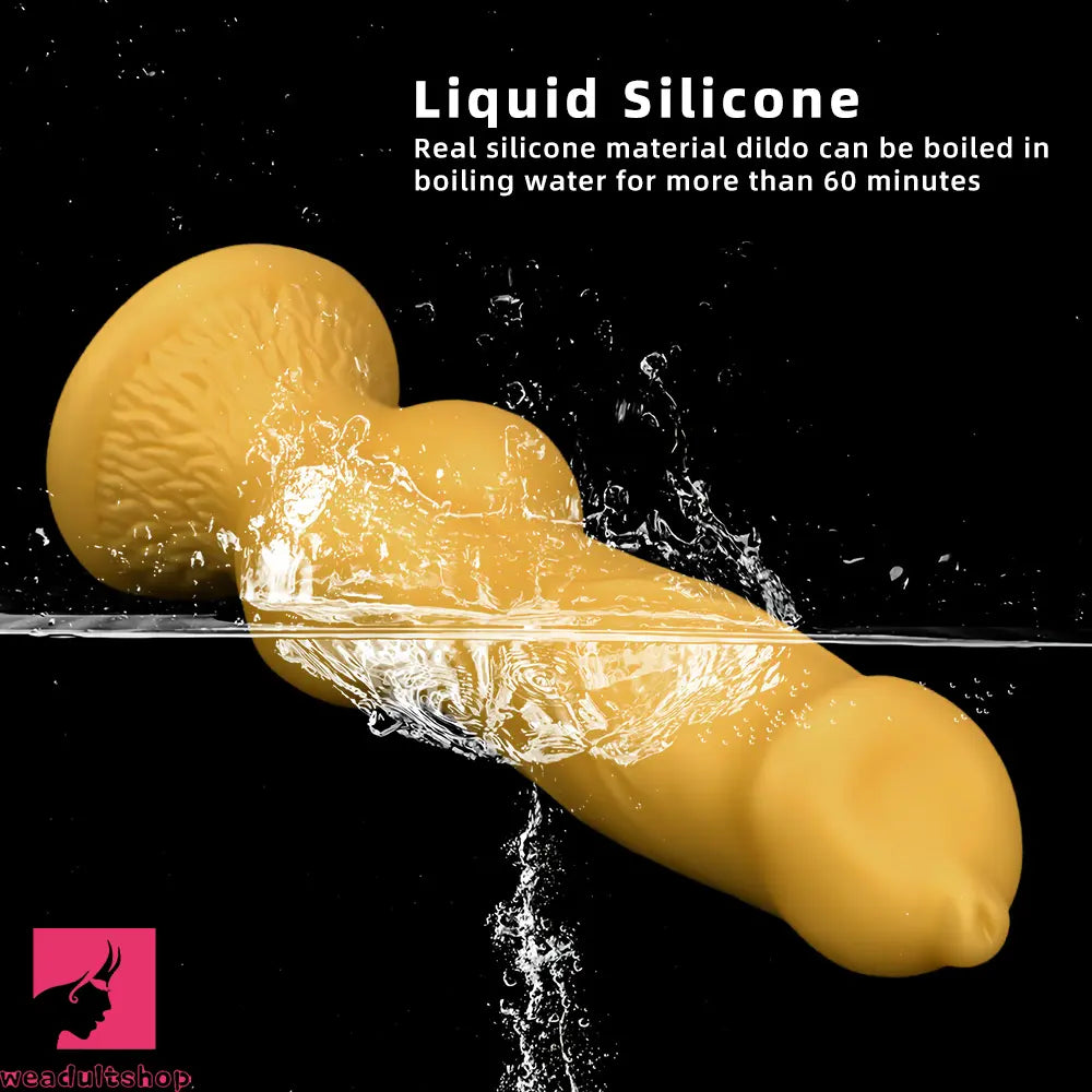 14.76in Golden Silicone Soft Huge Thick Dog Knot Dildo For Real Pleasure