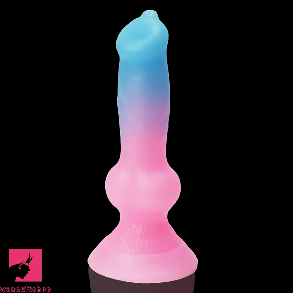 7.49in Dog Cock Knot Dildo Silicone Soft Animal Cock Luminous Clit Dildo