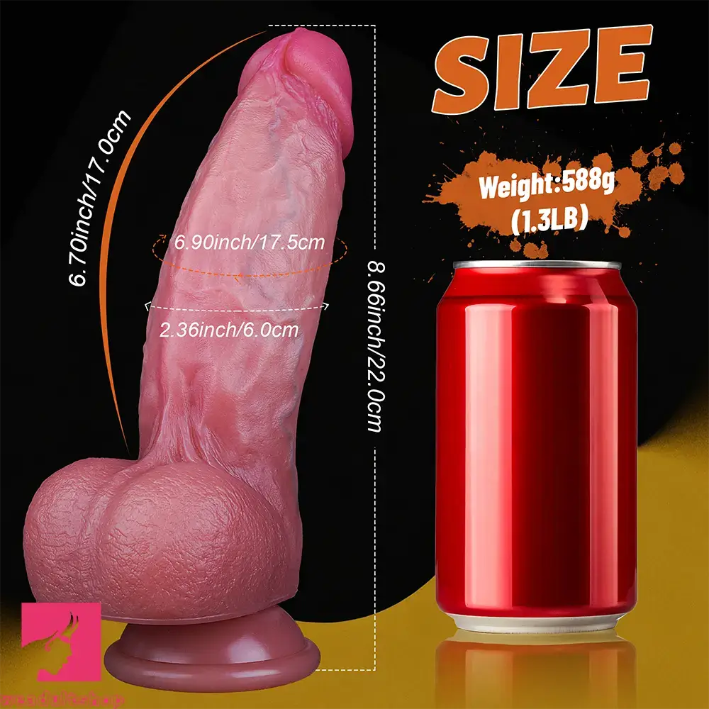 8.66 Dual Density Silicone Real Soft Thick Dildo Gay Cock Anal Sex Product