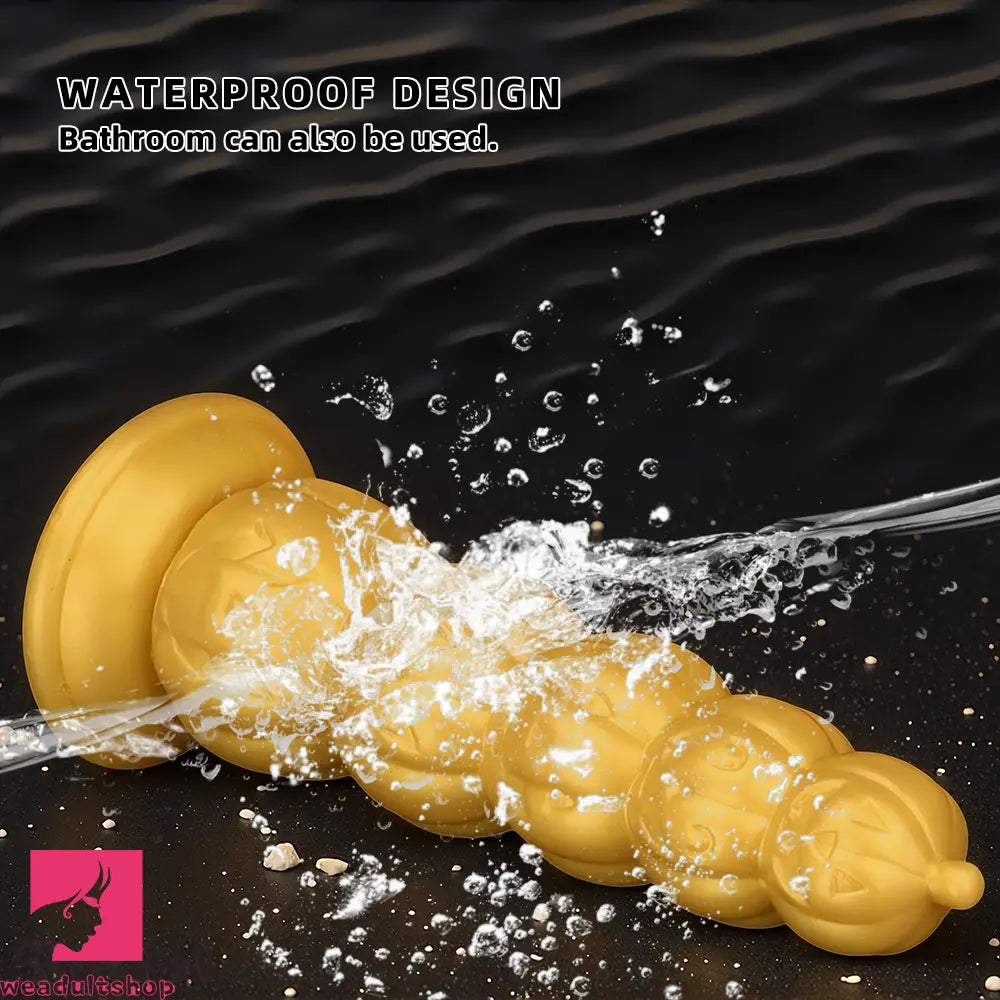 7.28in 8.66in 9.84in Golden Silicone Halloween Pumpkin Anal Odd Dildo