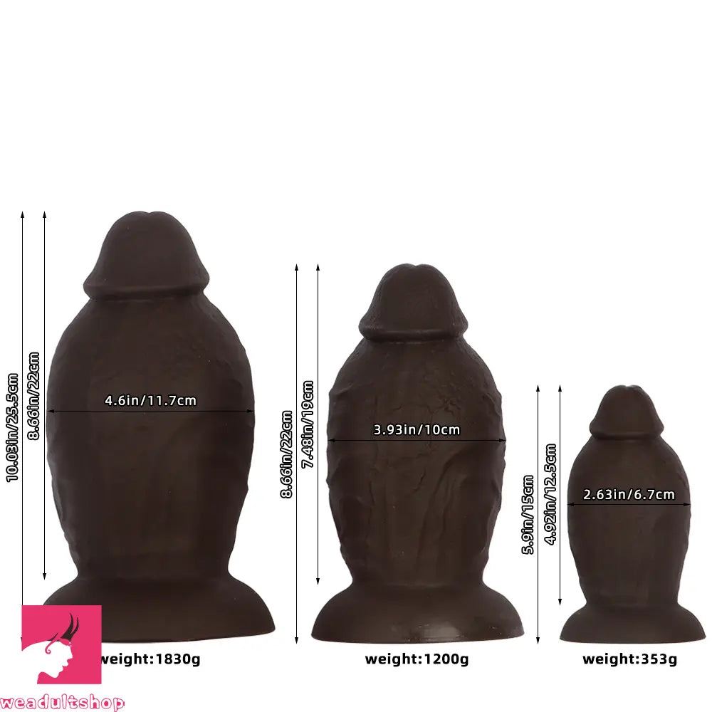 5.9in 8.66in 10.03in Coffee Eggless Large Anal Plug Penis Silicone Anal Dildo