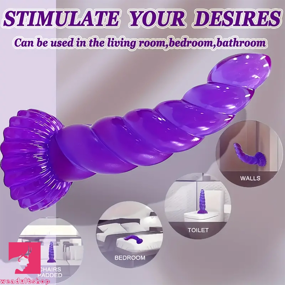 5.4in 8.66in Fantasy Purple Jelly Dildo Powerful Suction Cup Penis Toy