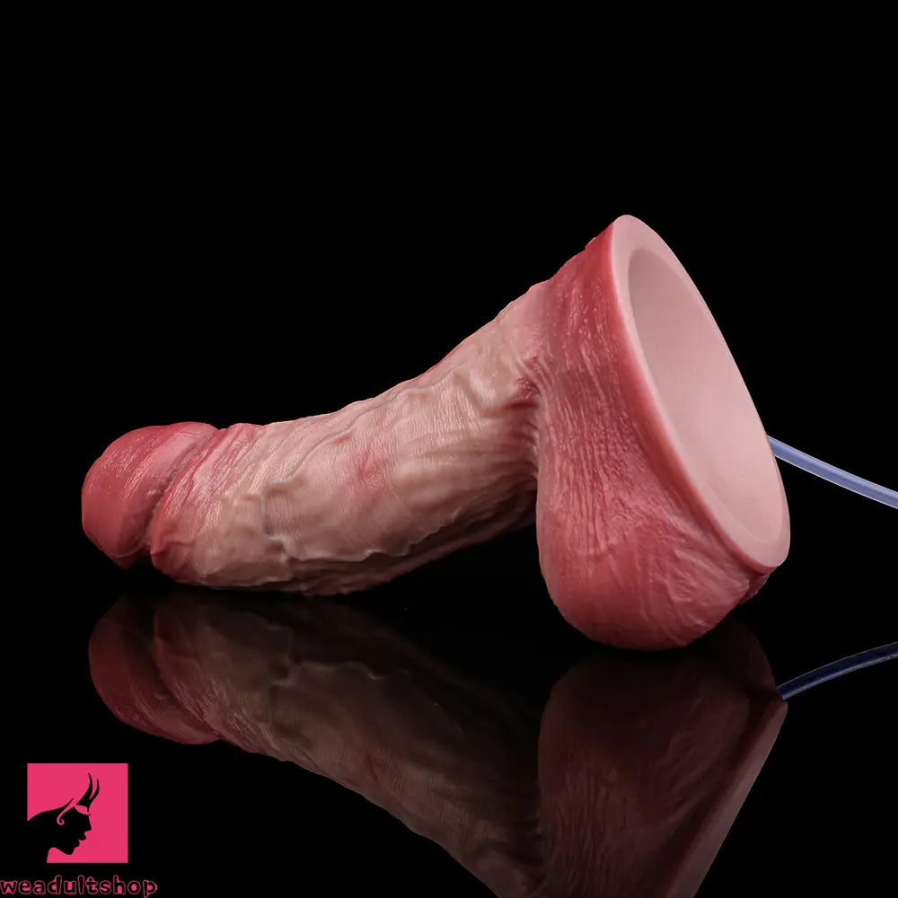 8.11in Liquid Silicone Uncut Double Layer Realistic Cumming Dildo Cock