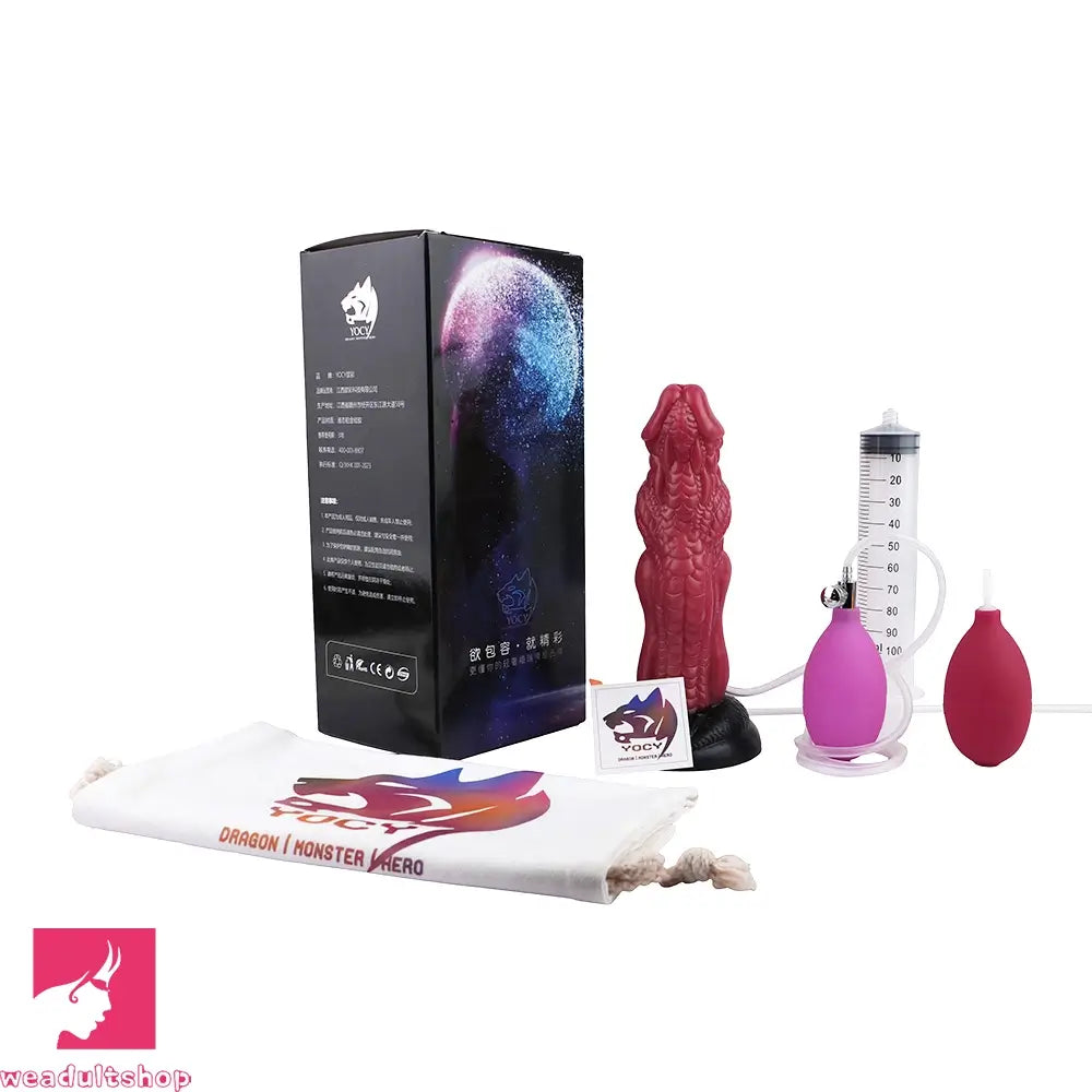 8.26in Dragon Ejaculating Inflatable Silicone Soft Animal Creature Odd Dildo