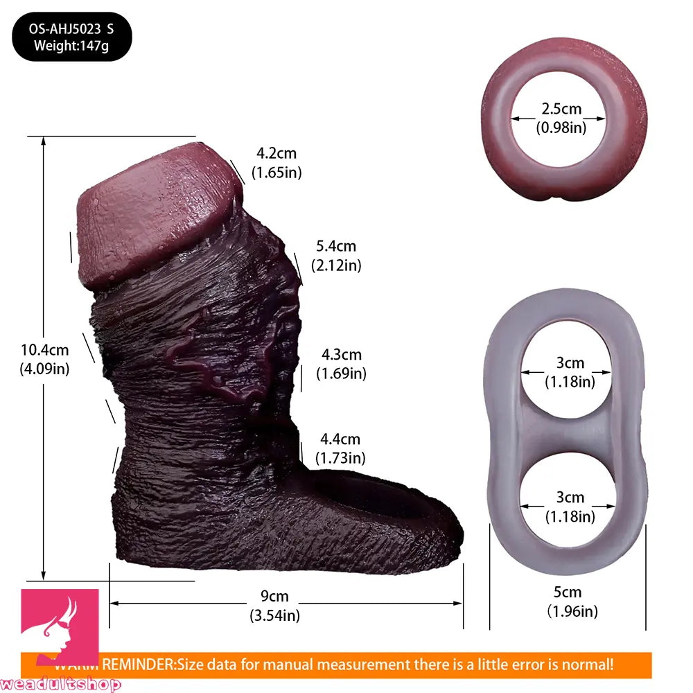 4.09in 4.64in 5.51in Lifelike Cock Soft Silicone Flexible Real Dildo Sleeve