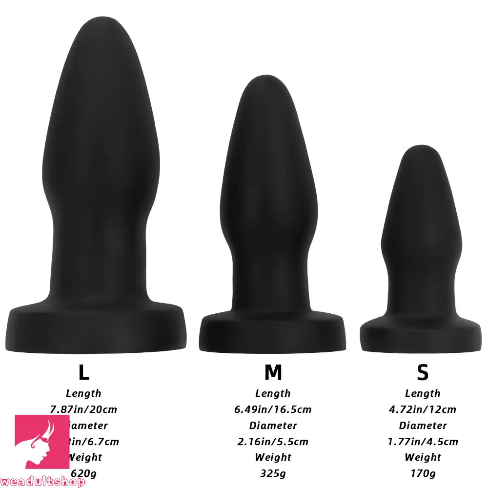 4.72in 6.49in 7.87in Silicone Black Anal Plug Dildo Pleasure Masturbator