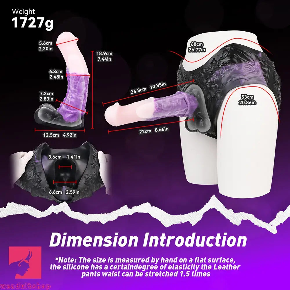 10.35in Silicone Strap-on Wearable Dildo Panty Horse Animal Hollow Cock Toy