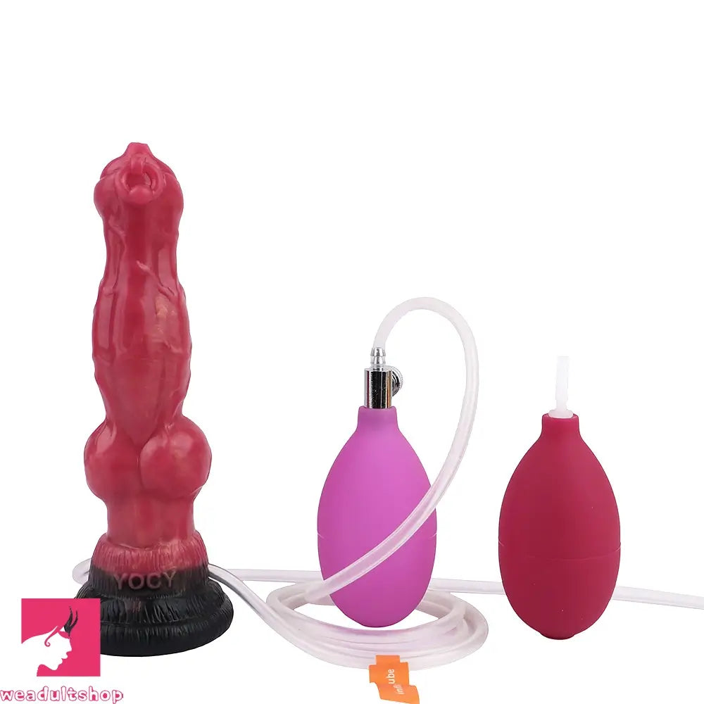 7.08in Wolf Silicone Soft Ejaculating Inflatable Knot Dildo For Adults Love