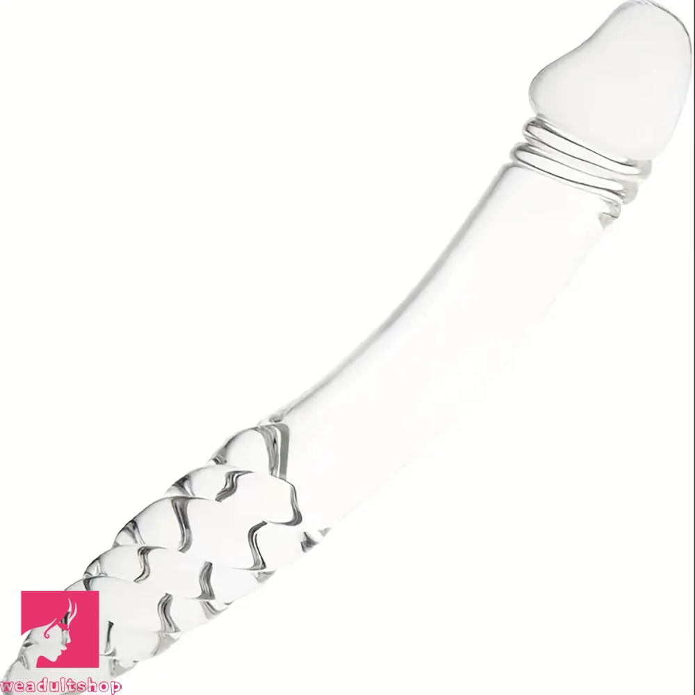8.85in 9.05in Glass Double Penetration Spiked Dildo With Textured Ridge