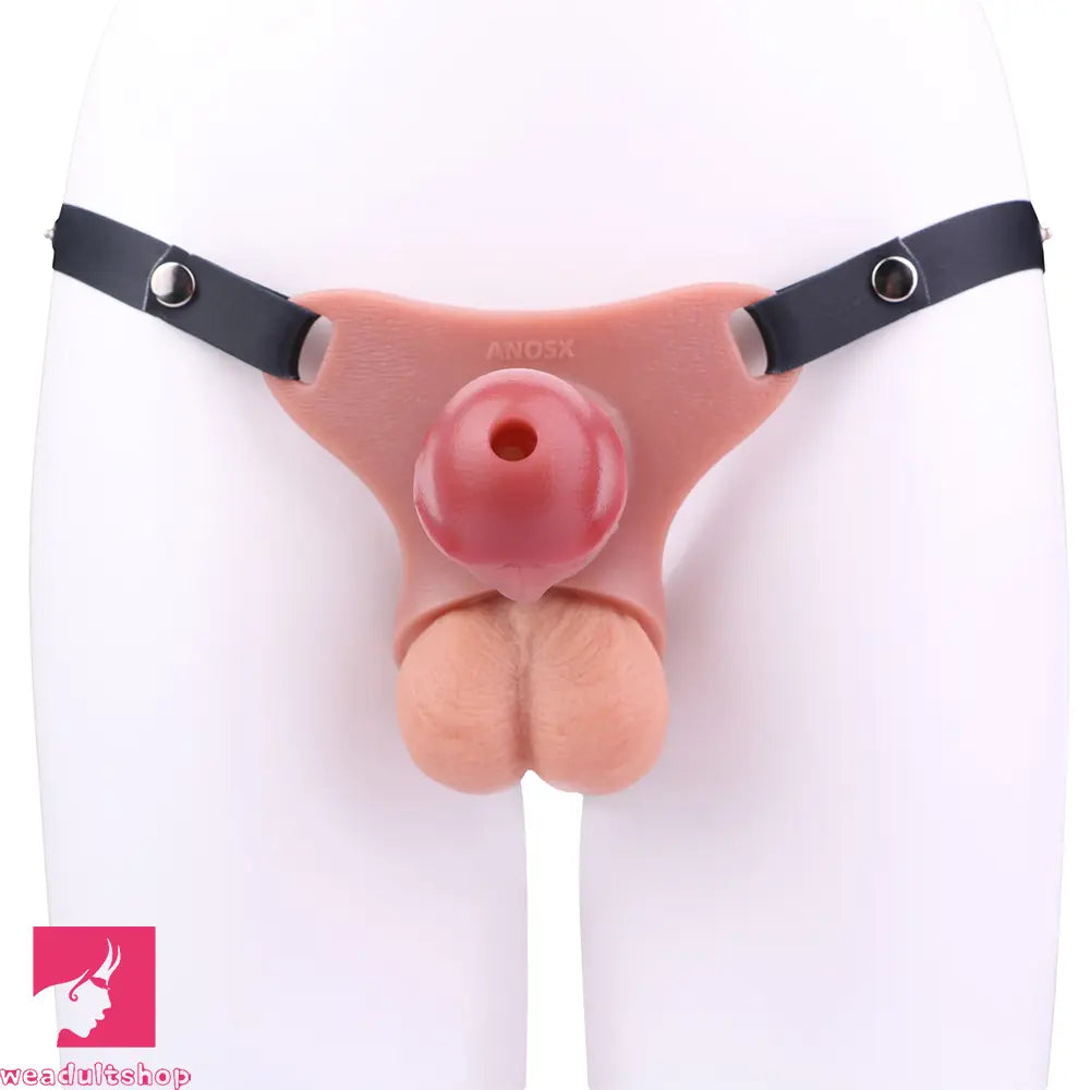 5.82in Real Hollow Strap on Silicone Cock Cage Dildo For Chastity Toy
