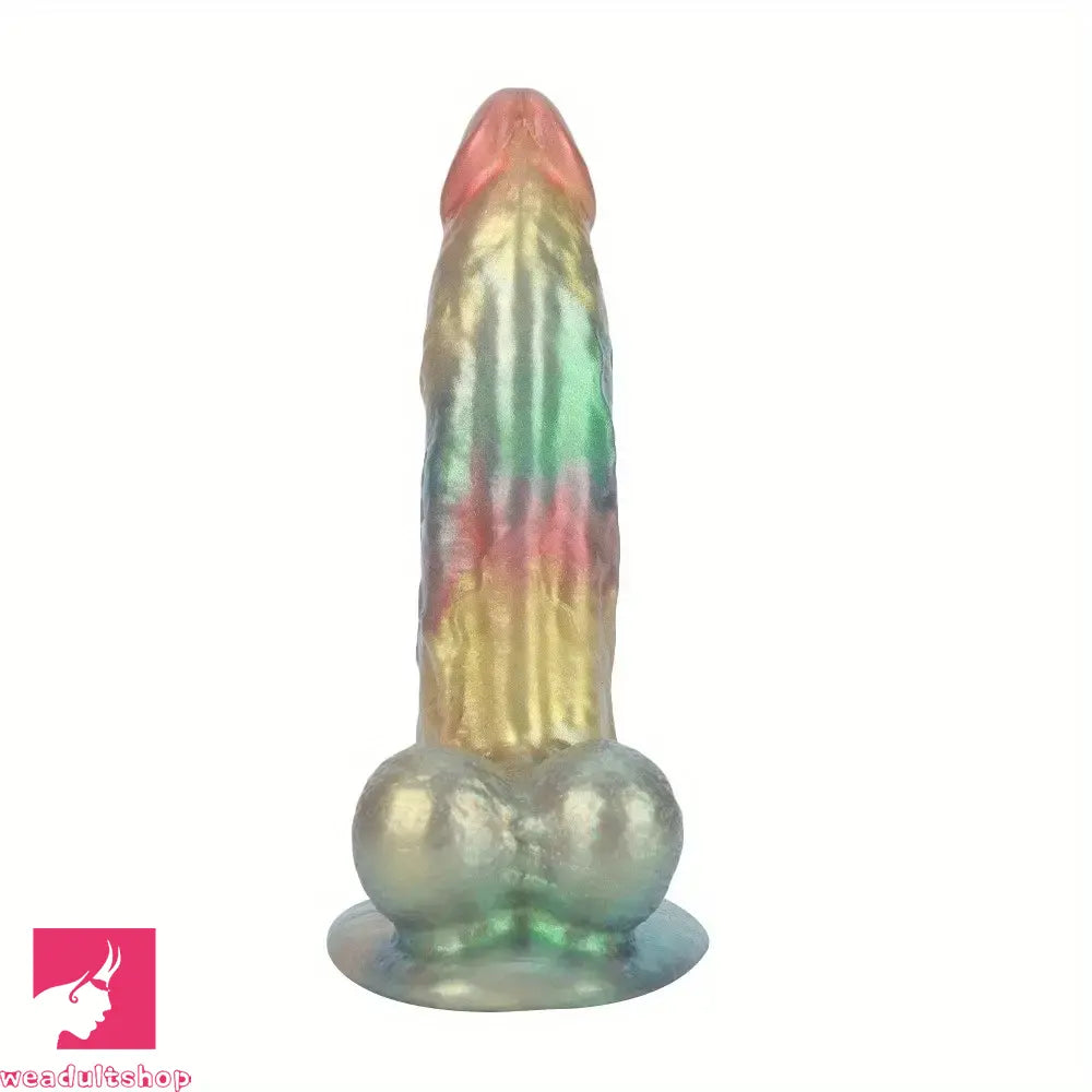 8.46in 9.84in Realistic Rainbow Fantasy Monster Soft Silicone Cock Dildo