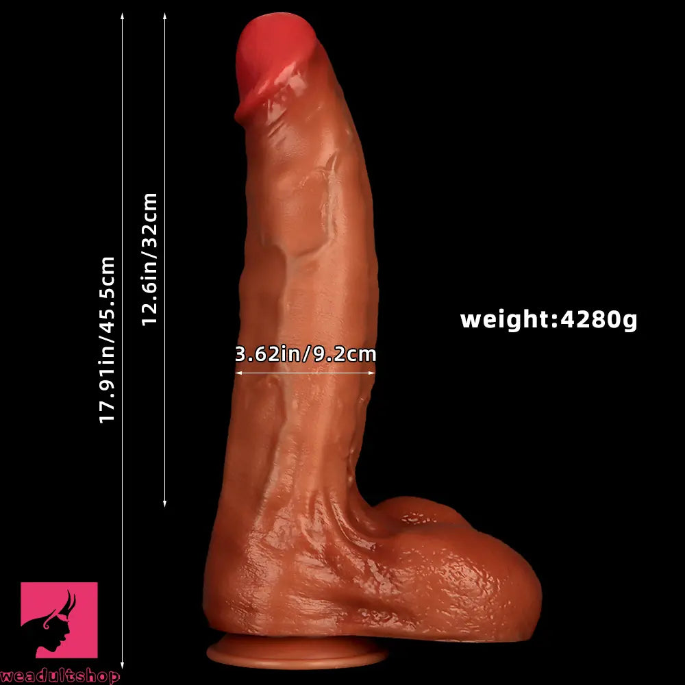 17.91in Extra Long Large Anal Liquid Silicone Dual Hardness Soft Dildo
