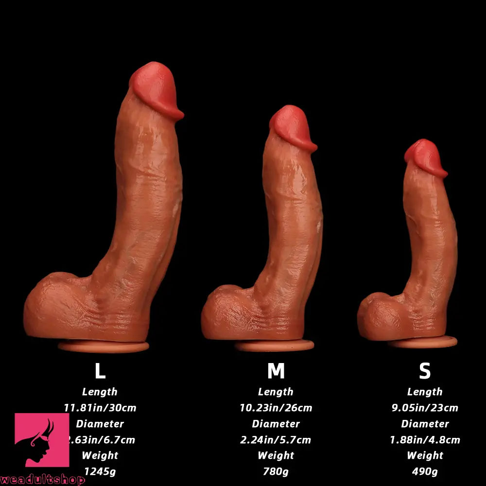 9.05in 10.23in 11.81in Oversized Curved Mushroom Head Silicone Sex Dildo