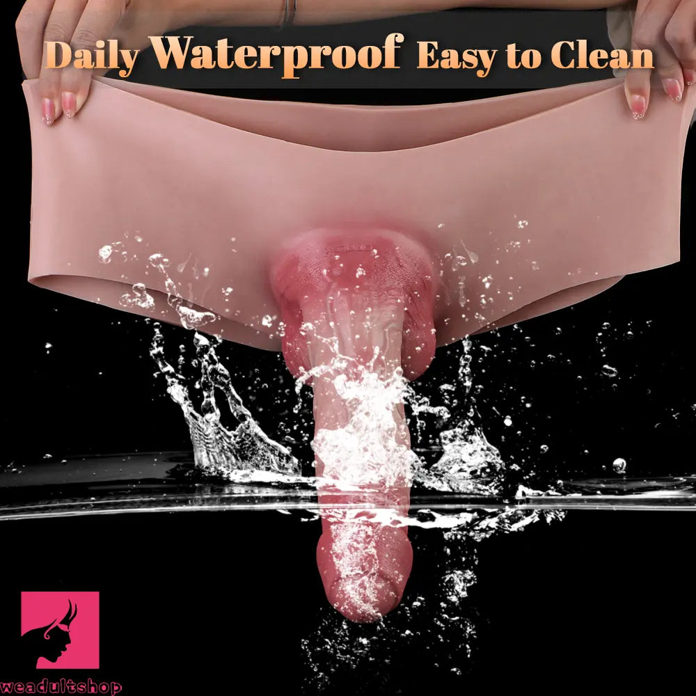 7.55in Wearable Silicone Uncut Dildo Pants Real Skin Hollow Penis Sleeve