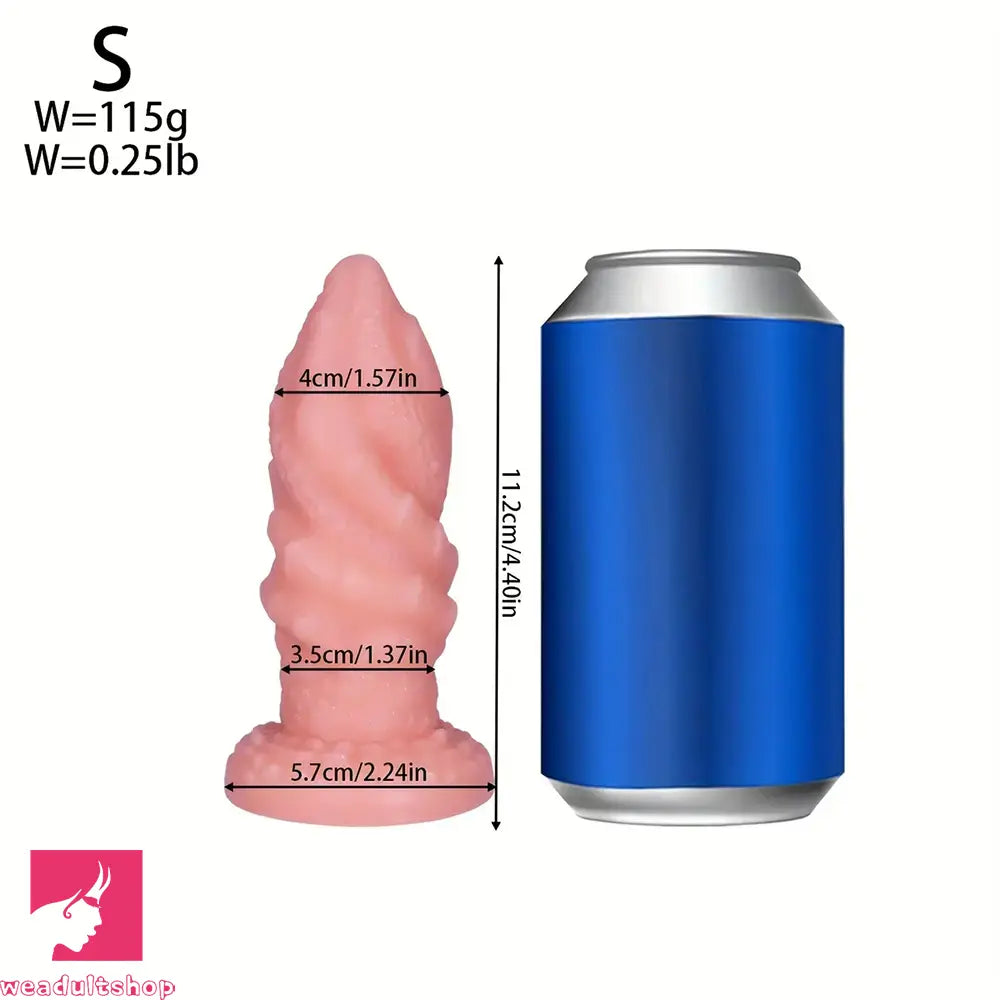 4.4in 5.51in 6.49in 7.67in PVC Anal Plug Odd Spiral Dildo With Suction Cup