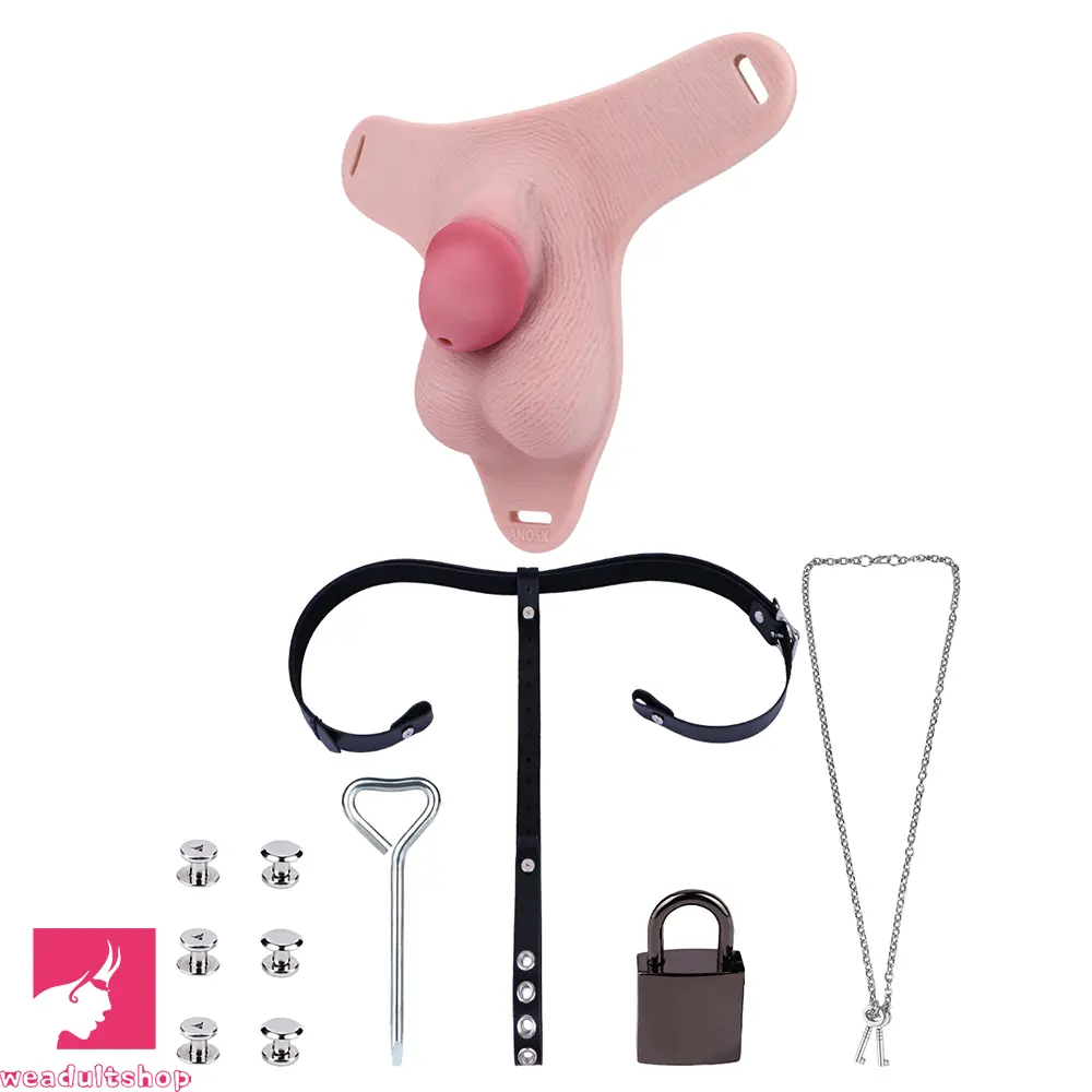 3.34in Real Hollow Chastity Cage Dildo For Prostate Hands-free Using Sex