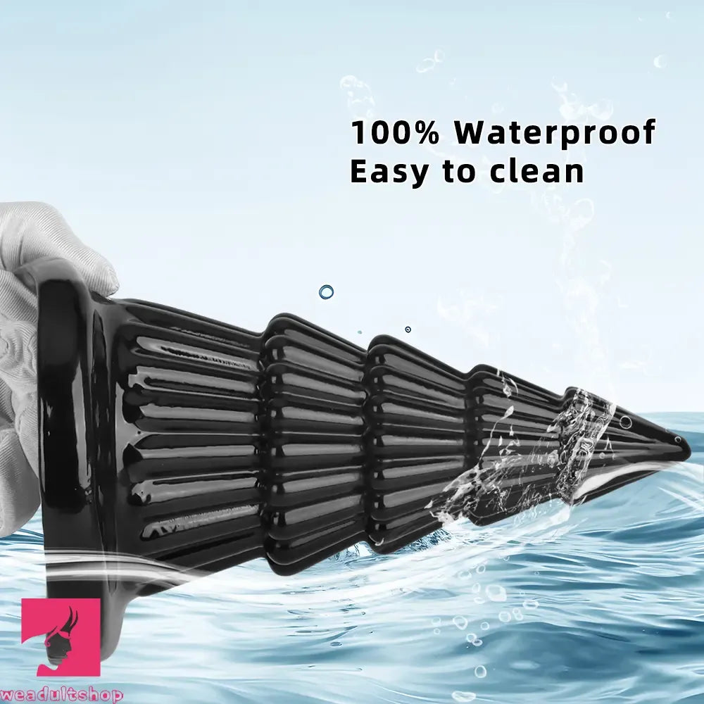 7.67in Christmas Tree PVC Black Extra Butt Plug Cock Dildo With Suction Cup