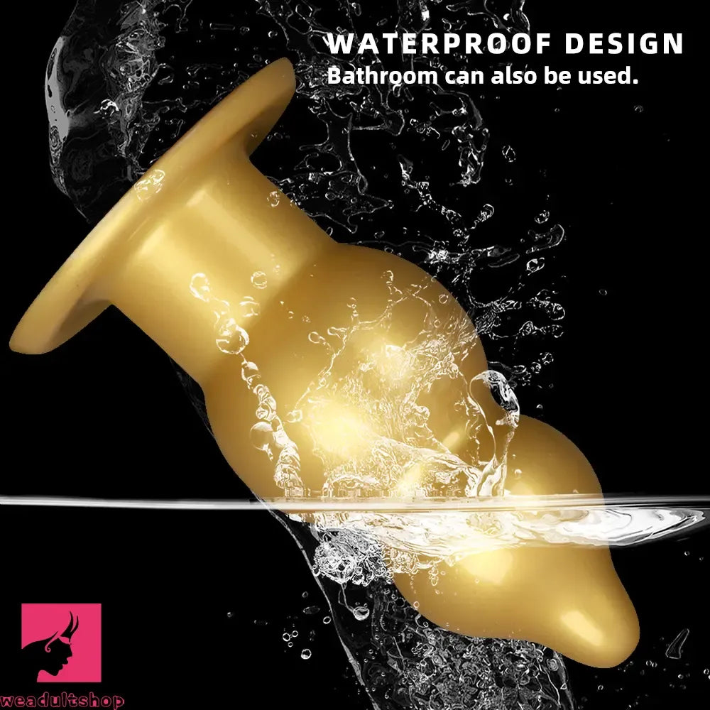5.11in 9.05in Golden Silicone Big Thick Butt Plug Dildo Cock Clit Stimulator