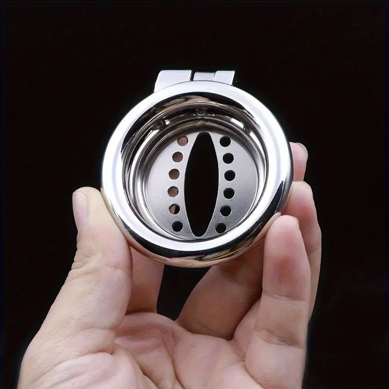 Sexual Chastity Stainless Steel Male Flat Snowflake Style Metal Chastity Cage