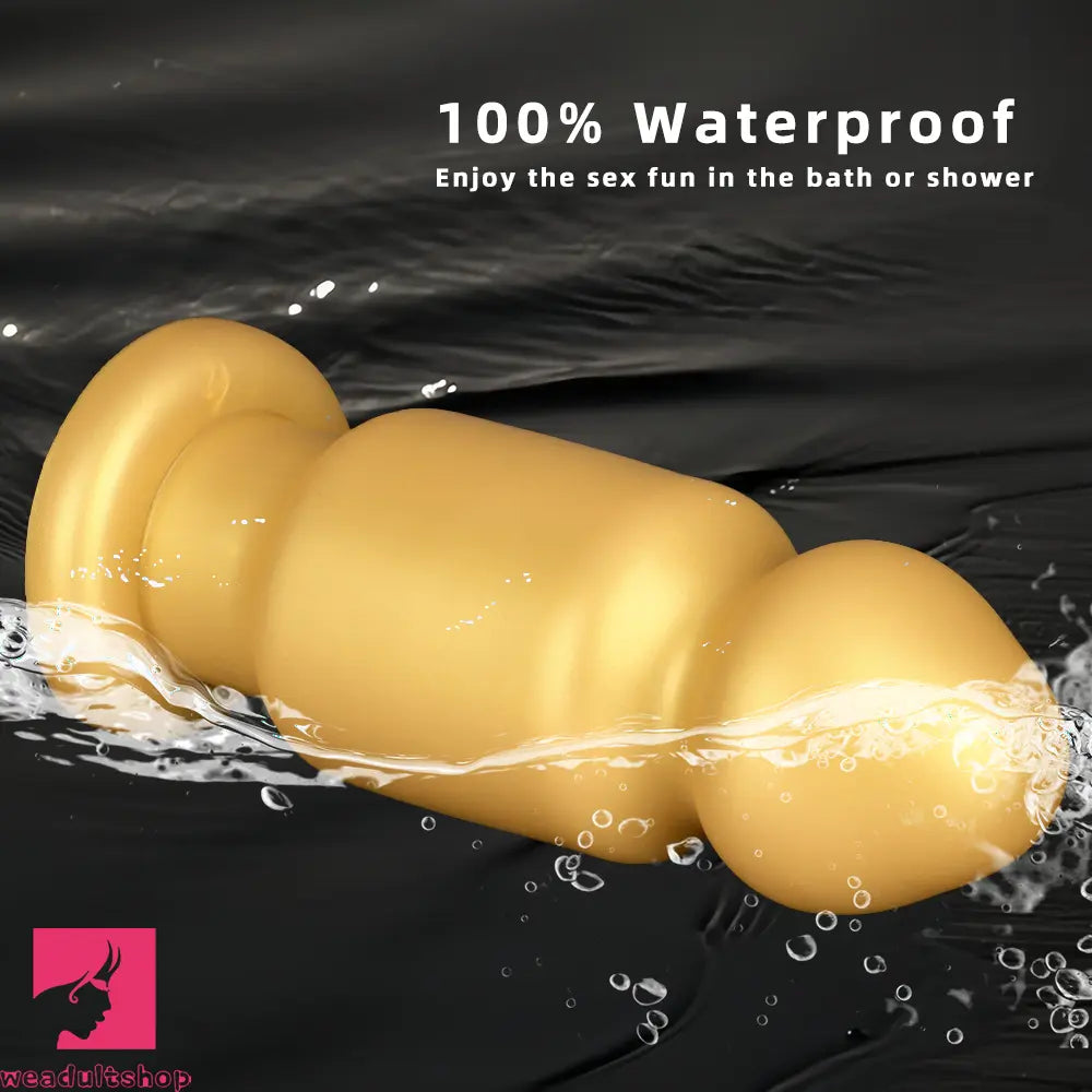 7.87in 11.22in Golden Silicone Soft Big Anal Plug Dildo For Clit Expansion