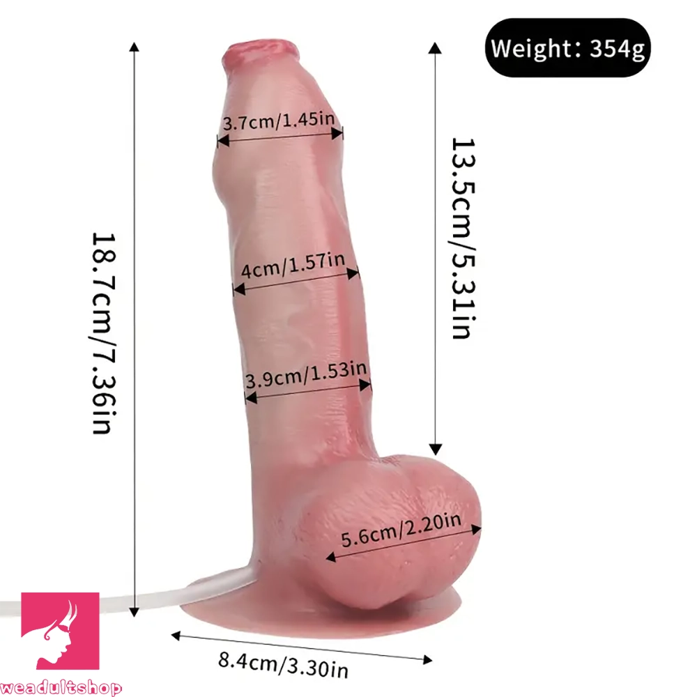 7.36in Spray Water Penis Foreskin Uncut Dildo For Prostate Stimulation