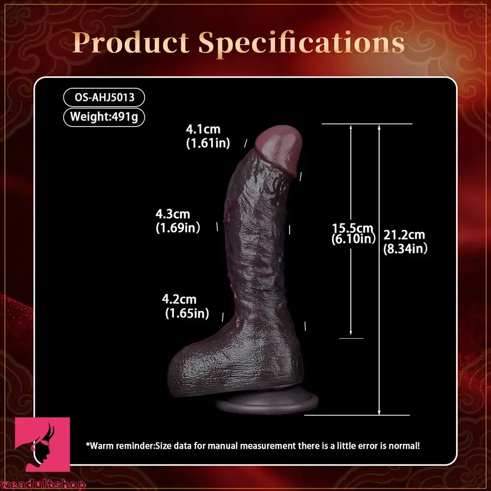 8.34in Real Curved Dual Density Silicone Soft Dildo Pleasure Couple Anal Play