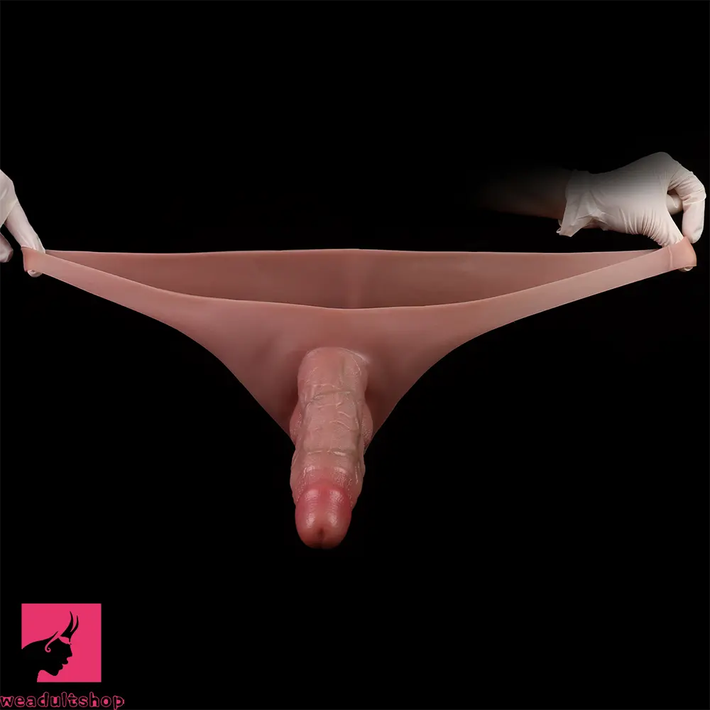 6.97in Hollow Penis Dildo Sleeve Silicone Soft Pants For Men Women Clit