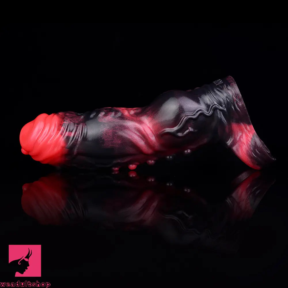 5.91in Silicone Vibrating Dog Tentacle Dildo Sleeve Knot Dildo With Cock Ring