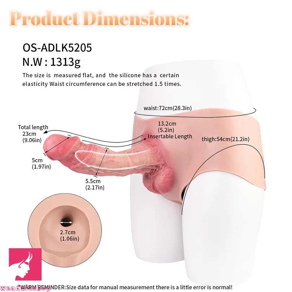 9.06in Hollow Penis Dildo Sleeve Silicone Soft Pants For Vaginal Sex Toy