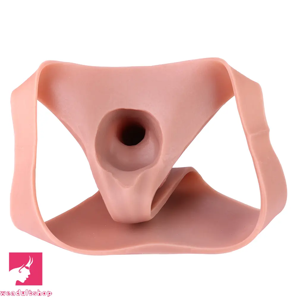 8.27in Wearable Hollow Dildo Pants Silicone Leather Sleeve For Male Penis