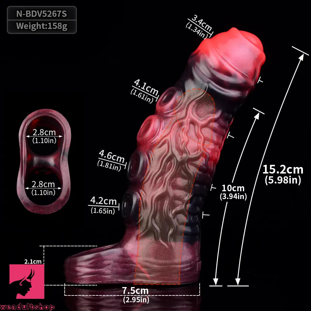 5.98in 7.09in Silicone Tentacle Sleeve Knot Vibrating Hollow Female Dildo