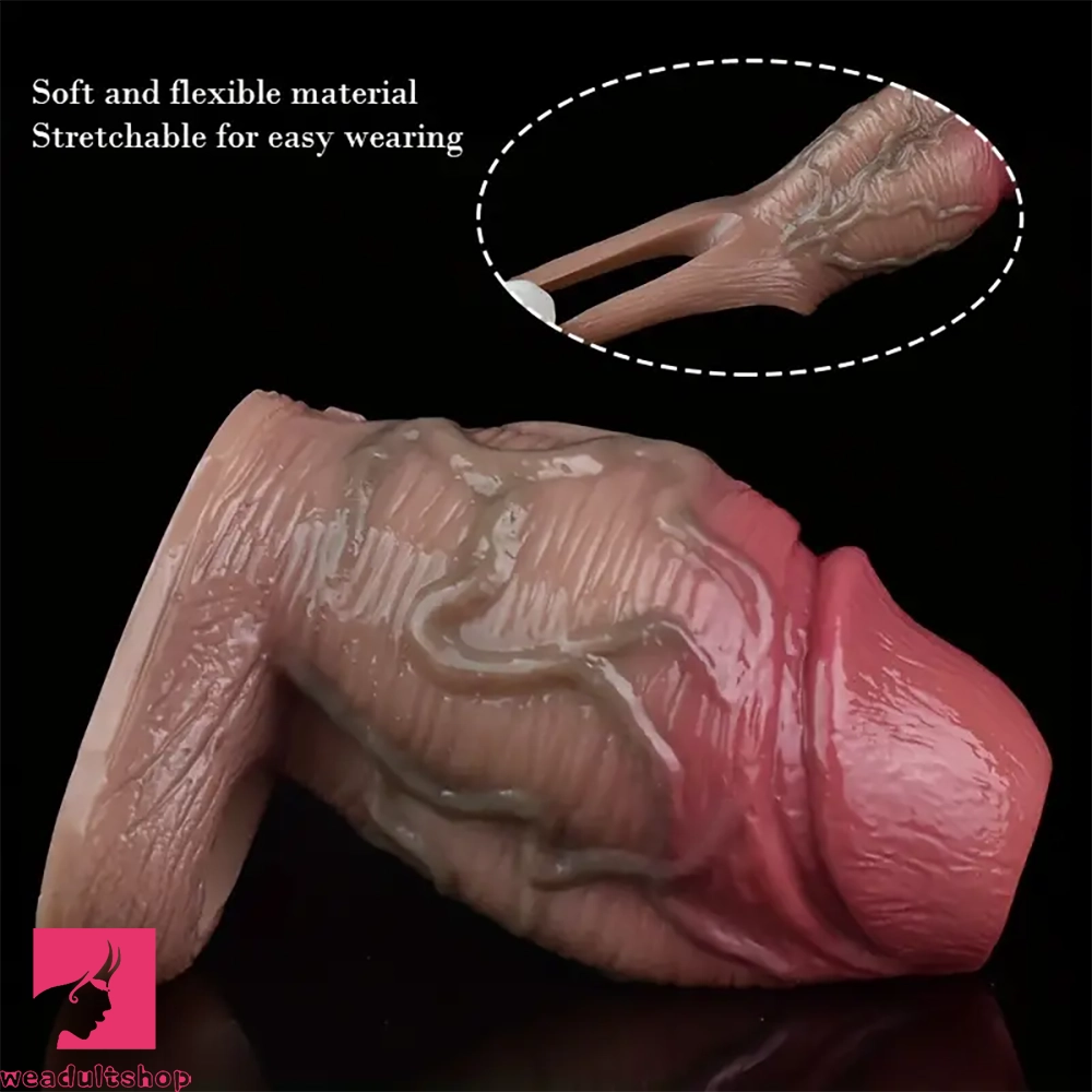 4.57in Thick Realistic Open-Ended Liquid Silicone Hollow Cock Penis Sleeve