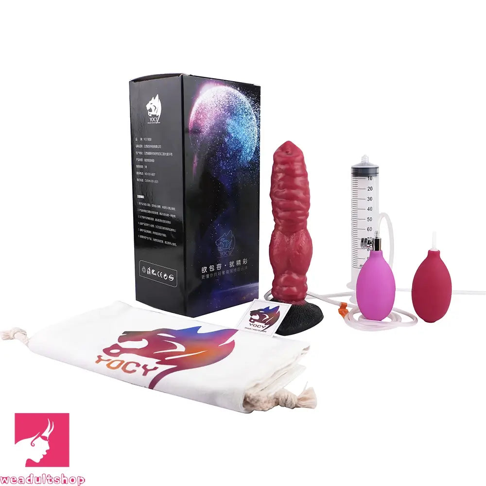 7.91in Dog Ejaculating Inflatable Silicone Soft Dildo For Women Cock Toy